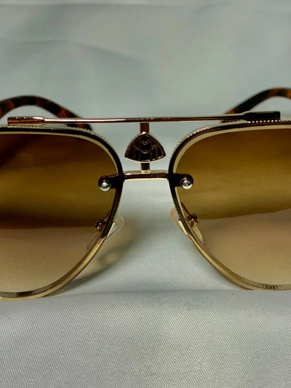 Maybach Gold Aviator Sunglasses Tortoiseshell Temples Made in Italy